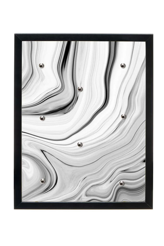 Universalboard "Fine Art Black S30" Motiv 60 Kunst Schwarz-Weiß / Magnettafel, Schlüsselboard, Wandbild  30x40cm Rahmen schwarz
